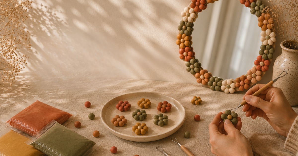 Foam clay mirror materials on a table